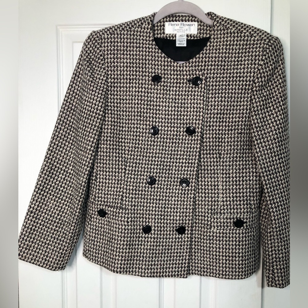 Rena Rowan for sayville petite.‎ Wool blend. Black pink white womens 8P petite